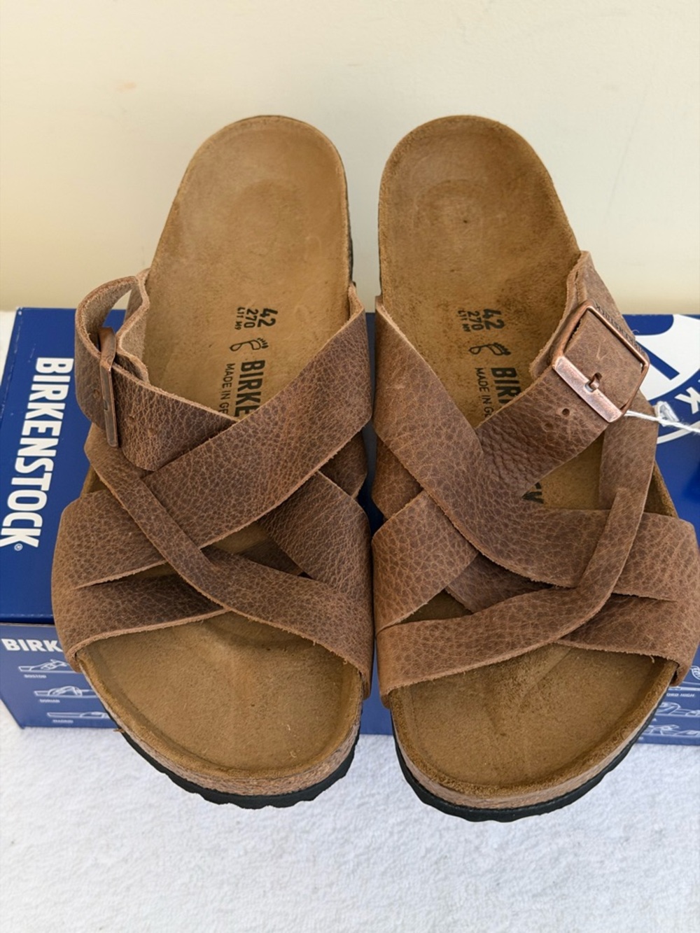 Birkenstock Unisex Lugano Leather Sandals Size EU42, USM9/W11 - Picture 6 of 7